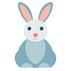 Obraz premium Cute blue bunny rabbit with pink ears and white background