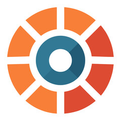 Abstract circular design with orange and blue segments