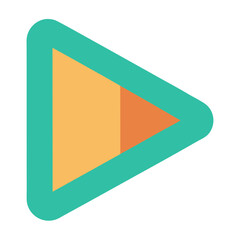 Modern play button icon with teal and orange colors