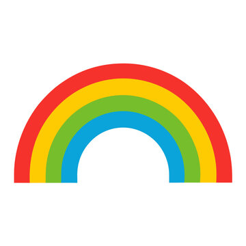 Simple four color rainbow arc on white background