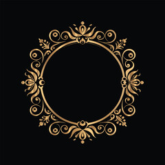 Vector set of gold vintage frames. Elegant element for design in Eastern style, place for text. Floral golden border. Lace illustration for invitations and greeting cards.