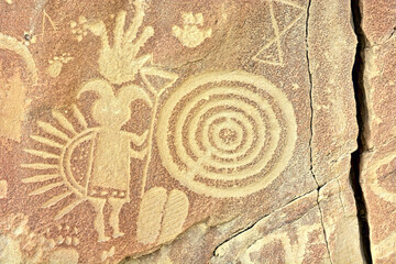 Crow Canyon Petroglyph, New Mexico USA - Native American Petroglyphs on Sandstone	
