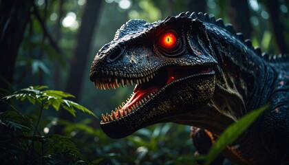 Ferocious dinosaur in jungle