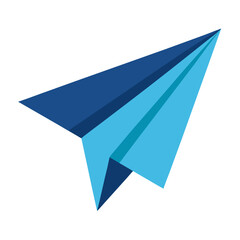 Naklejka premium Modern blue paper airplane flying forward