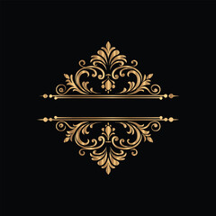 Vector set of gold vintage frames. Elegant element for design in Eastern style, place for text. Floral golden border. Lace illustration for invitations and greeting cards.