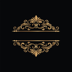 Vector set of gold vintage frames. Elegant element for design in Eastern style, place for text. Floral golden border. Lace illustration for invitations and greeting cards.