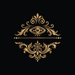 Vector set of gold vintage frames. Elegant element for design in Eastern style, place for text. Floral golden border. Lace illustration for invitations and greeting cards.