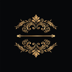 Vector set of gold vintage frames. Elegant element for design in Eastern style, place for text. Floral golden border. Lace illustration for invitations and greeting cards.