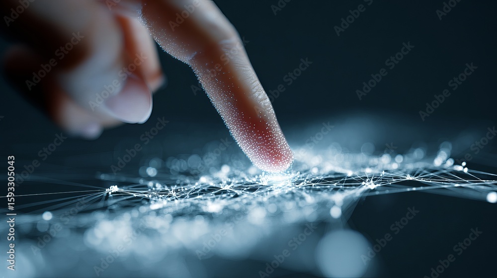 Aufkleber abstract digital network connection technology finger touch futuristic interface modern design elega