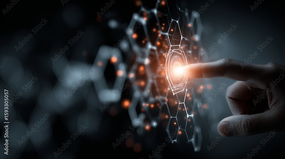 Poster abstract digital network technology interface futuristic innovation modern design data science neura