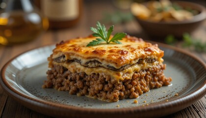 greek moussaka dish on plate