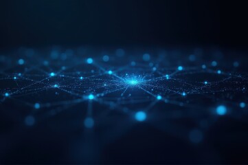 Fototapeta premium glowing blue network connections on dark background symbolize digital connectivity and data exchange. futuristic technology and communication. tech presentation, digital marketing.