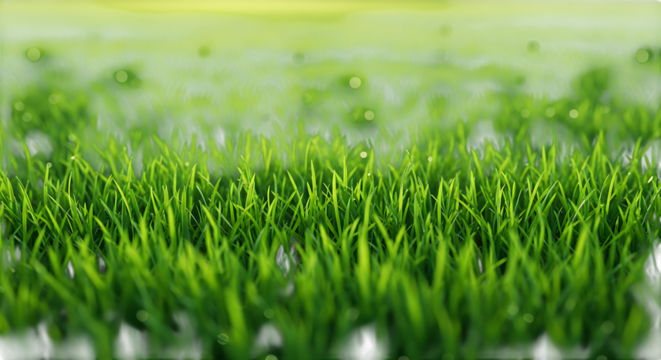 A close up view of lush green grass with blurred background in the sunlight of a bright summer day created with generated ai