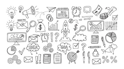 Hand-Drawn Business Icons  Conceptual Sketch for Projects
