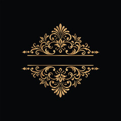 Vector golden vintage frame for design template. Elegant element for design in Eastern style, place for text. Floral golden border. Lace illustration for invitations and greeting cards.
