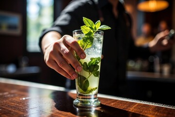 Bartender Presenting Mojito	
