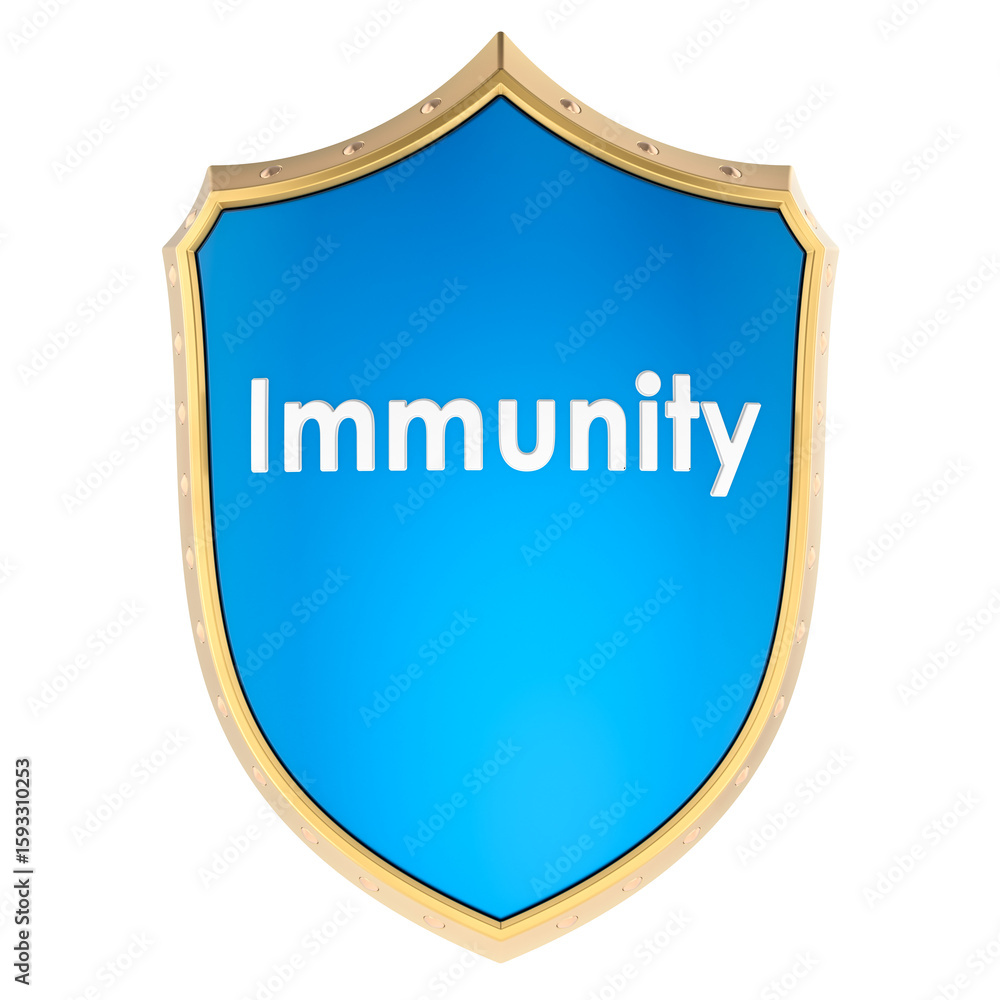 Poster immunity shield concept. 3d rendering isolated on transparent background