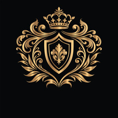 Fototapeta premium Vector golden vintage frame for design template. Elegant element for design in Eastern style, place for text. Floral golden border. Lace illustration for invitations and greeting cards. 