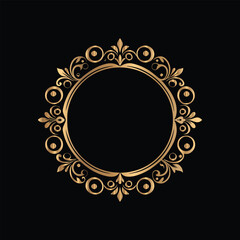 Vector golden vintage frame for design template. Elegant element for design in Eastern style, place for text. Floral golden border. Lace illustration for invitations and greeting cards.
