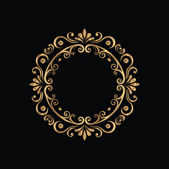 Vector golden vintage frame for design template. Elegant element for design in Eastern style, place for text. Floral golden border. Lace illustration for invitations and greeting cards.
