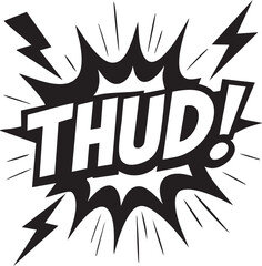 Comic Book Style 'Thud' Explosion Graphic Illustration of Impact with Retro Flash Effects