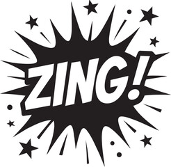 Dynamic 'ZING!' Graphic Burst with Star Accents - Energetic and Bold Vector Design for Creative Projects