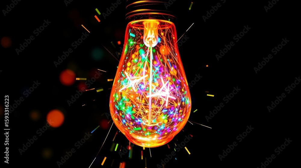 Poster illuminating brilliance: an artistic display showcases the brilliance within a radiant light bulb, g