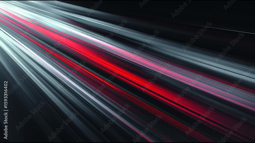 Poster abstract streaks of red and white light blur across a dark background, creating a dynamic sense of s