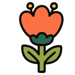 Vibrant Cartoon Flower with Bold Lines and Simple Shapes.
