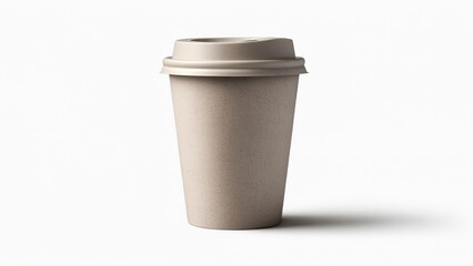 Beige disposable coffee cup