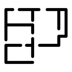 Property plan line icon – editable stroke symbol for real estate layout, draft map, and architectural blueprint