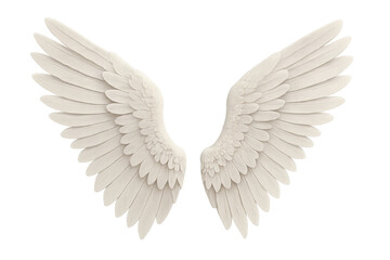 Naklejka premium Soaring white wings expanding dramatically, symbolizing boundless freedom against clean transparent backdrop