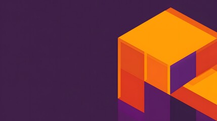 Abstract Geometric Orange Purple Cube Design Background