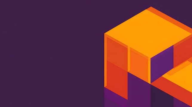 Abstract Geometric Orange Purple Cube Design Background - Powered by Adobe