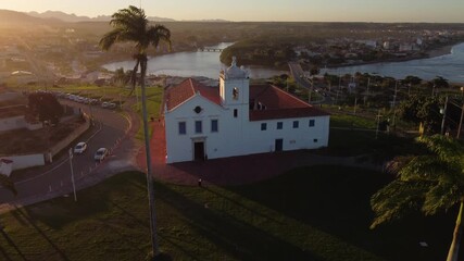 Entardecer na Igreja dos Reis Magos em Nova Almeida, Serra, Espírito Santo, Brasil.