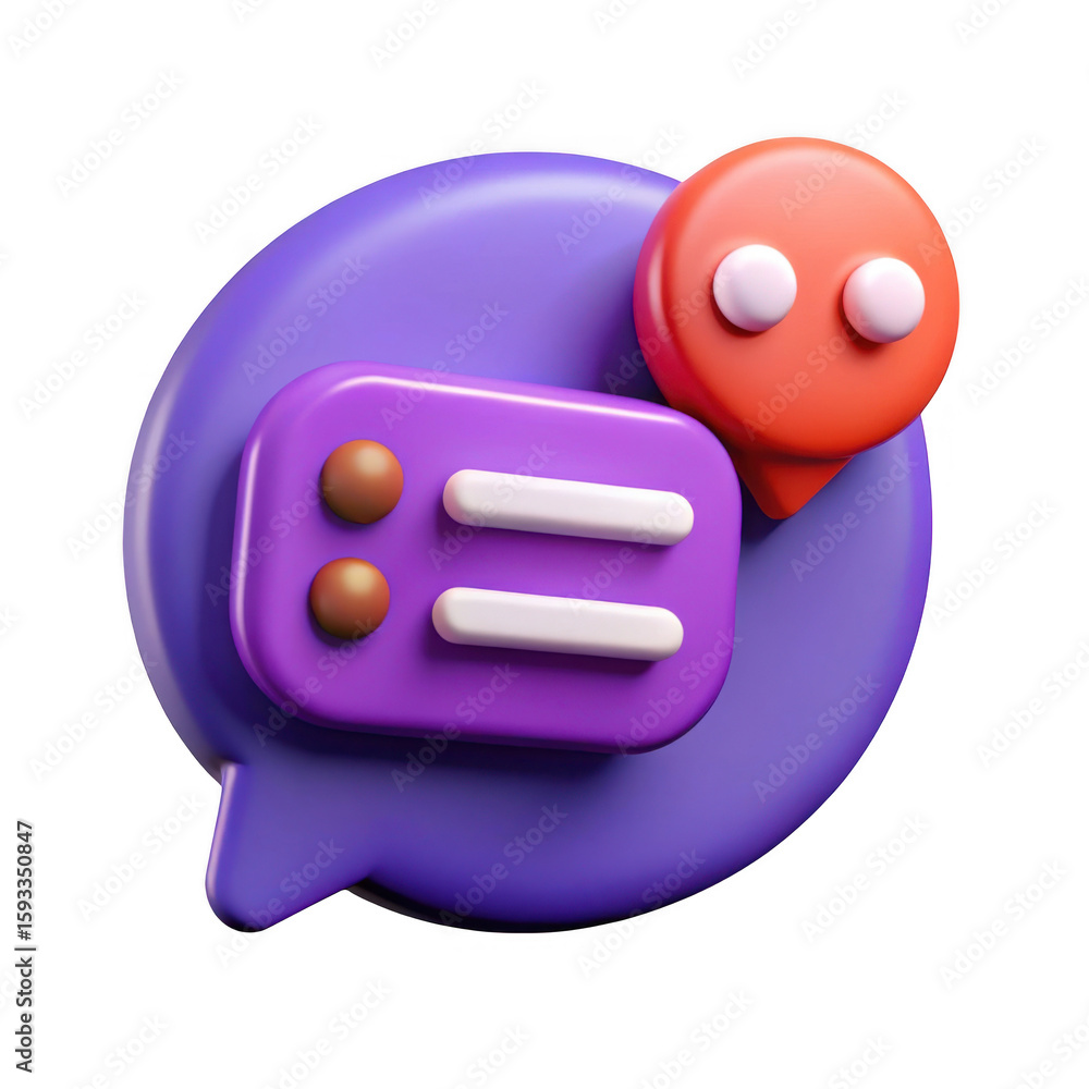 Poster 3d chat bubble notification isolated on transparent background