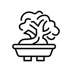 line style bonsai tree logo icon element