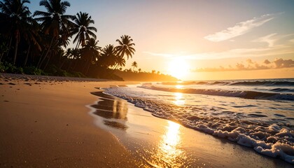 Golden Sunset Beach Scene