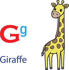G for giraffe alphabet learning for kids. giraffe cartoon vector svg