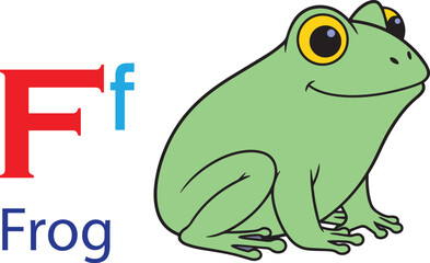 F for frog alphabet learning for kids. frog cartoon vector svg