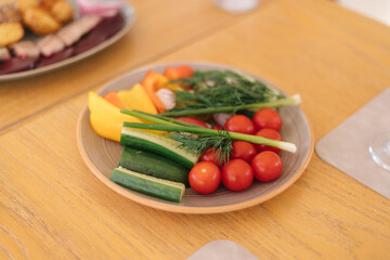 fresh vegetables on a wooden table