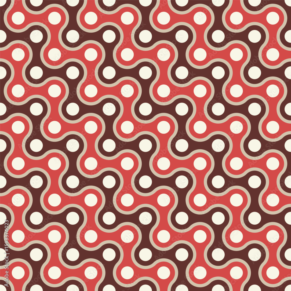 Poster retro geometric interlocking circle and line seamless repeating pattern design