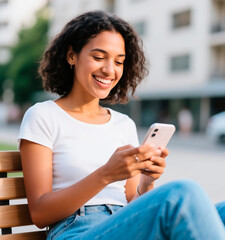young woman texting on cell phone