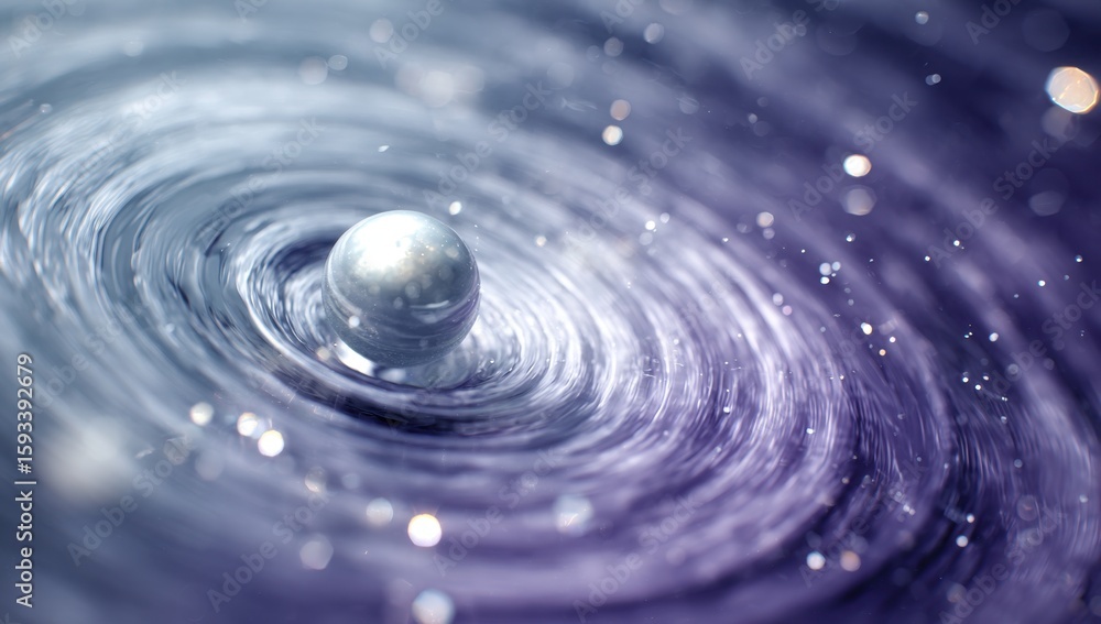 Poster abstract background with spiral lines and water droplets, creating an atmosphere of calmness and ser
