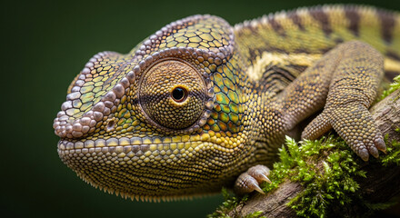 Fototapeta premium Close-Up of Chameleon Eye and Scales – Honoring World Animal Day
