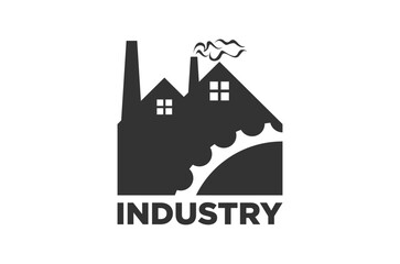 Industry and manufacturing logo design. industry 1.0 revolution, factory with chimney steam.