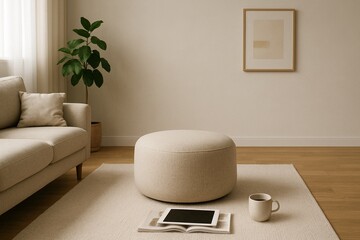 自然光が広がる静かなロースタイルリビング