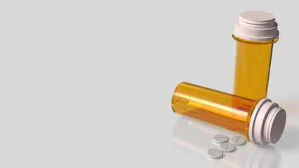 The Drug bottle on white background for Medical or health concept 3d Rendering.