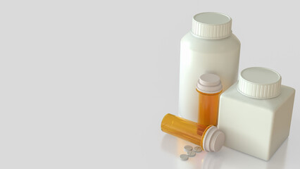 The Drug bottle on white background for Medical or health concept 3d Rendering.