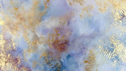 Abstract fluid painting with gold highlights. AI image